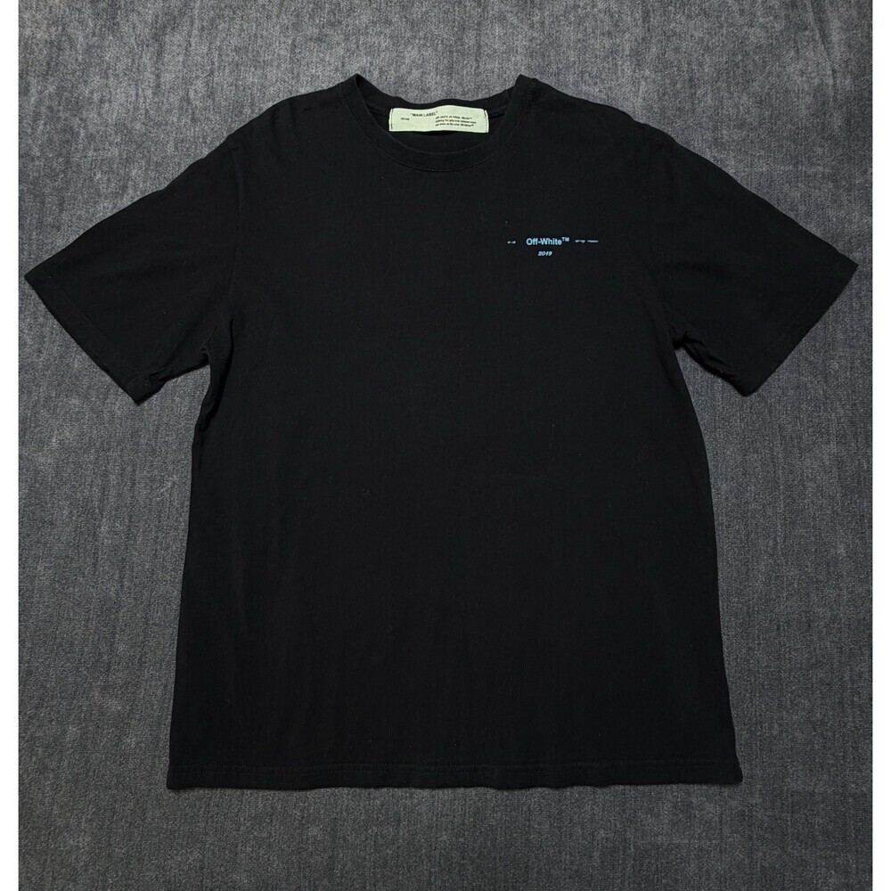 Off-White Men's Black Cotton T-Shirt Relaxed Fit Graphic Back Size Medium NEW